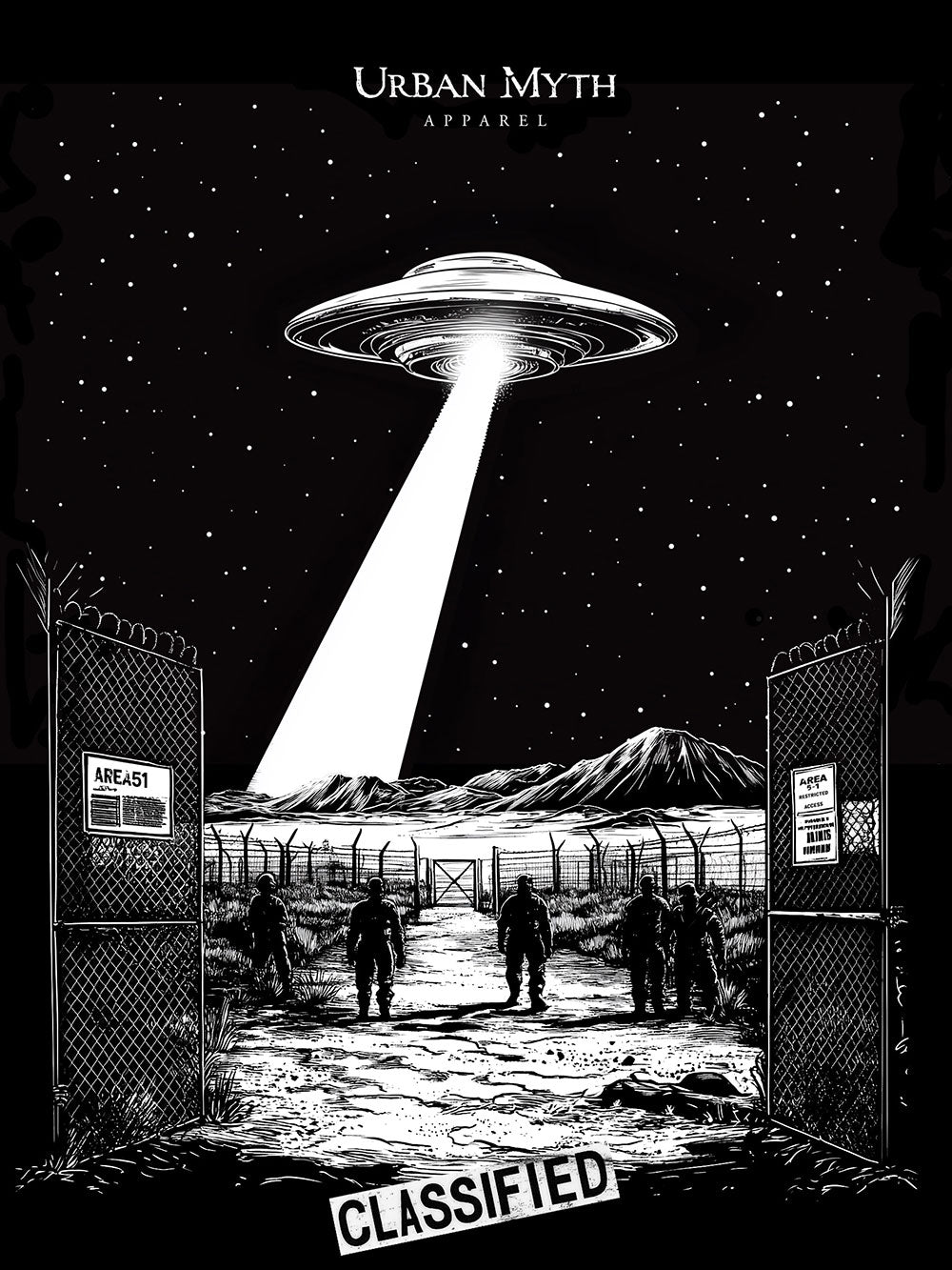 AREA 51: Classified Transmission Tee - Urban Myth Apparel