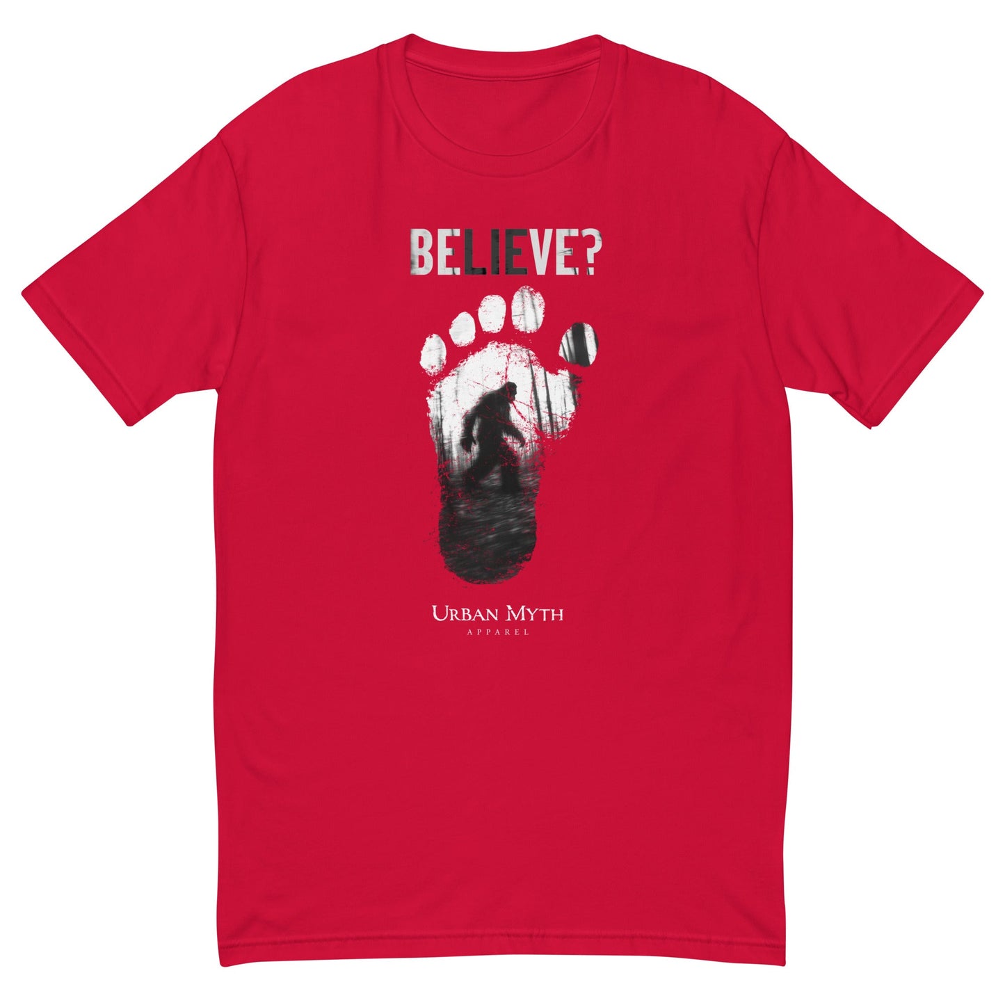Bigfoot "Believe" Red Tee - Urban Myth Apparel