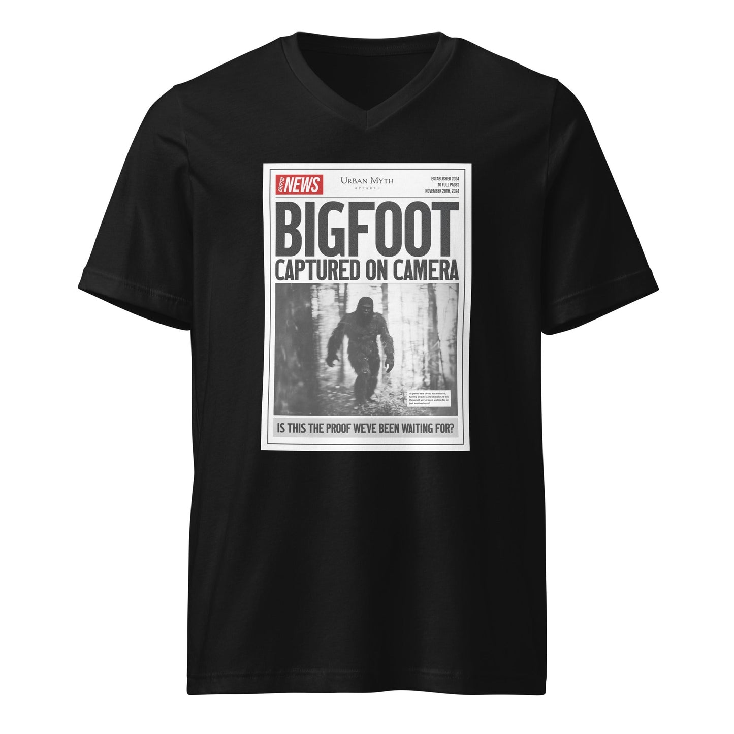 Women's V - Neck Bigfoot Captured on Camera - Urban Myth Apparel