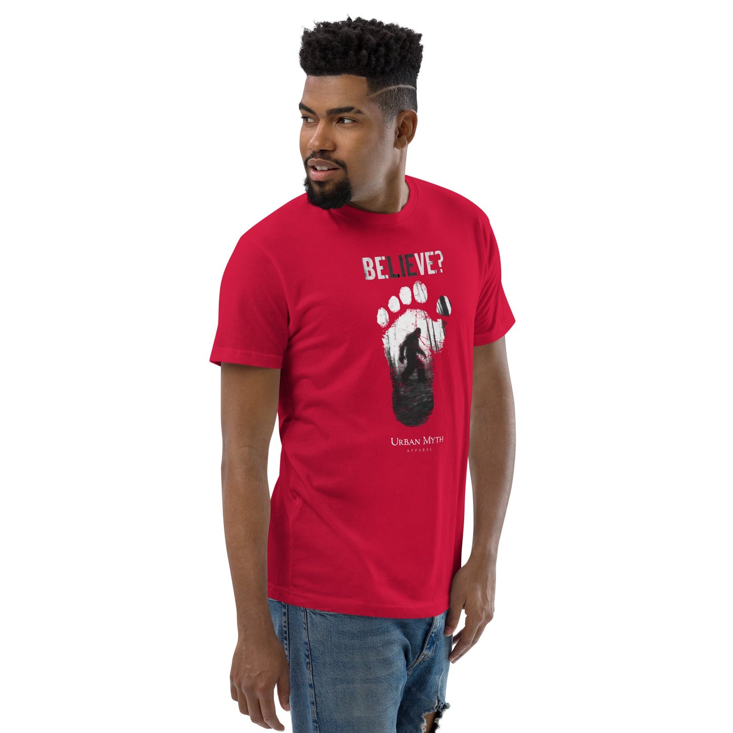 Bigfoot "Believe" Red Tee - Urban Myth Apparel