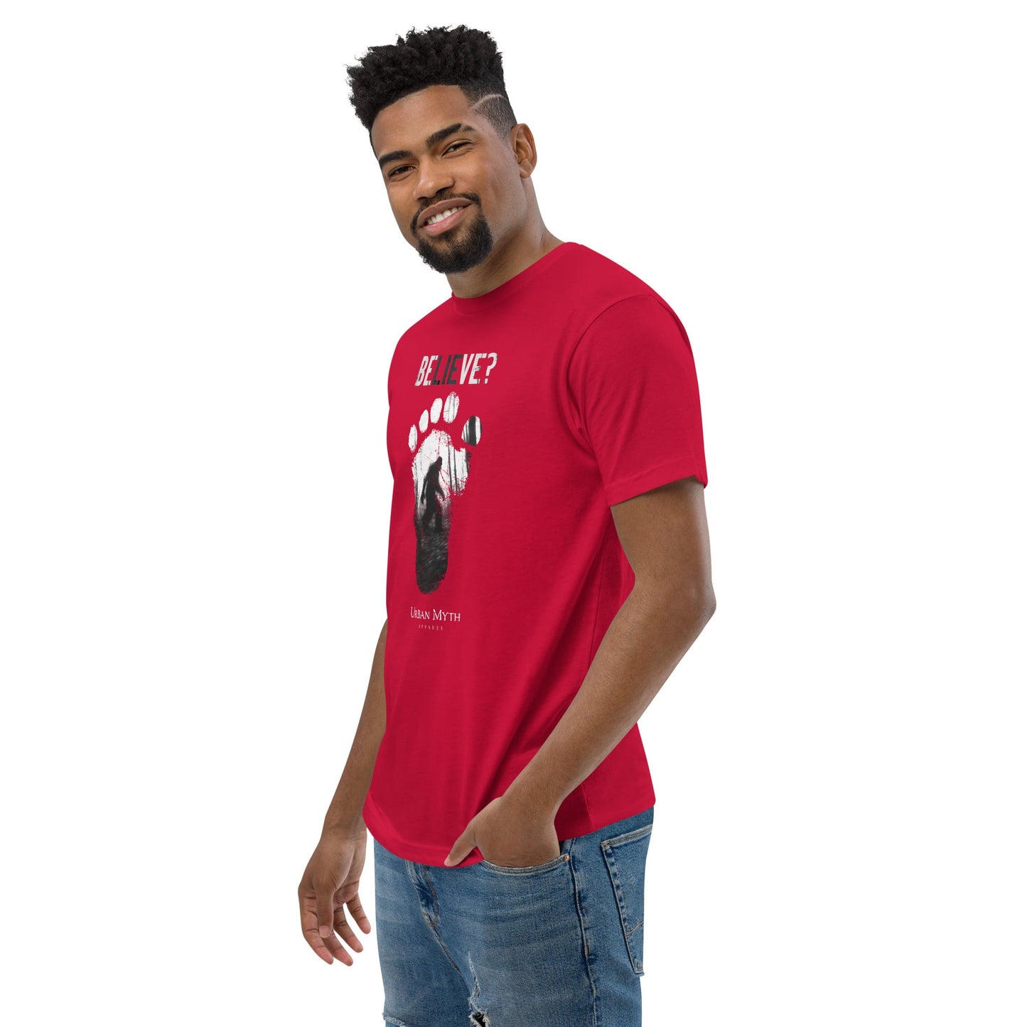 Bigfoot "Believe" Red Tee - Urban Myth Apparel