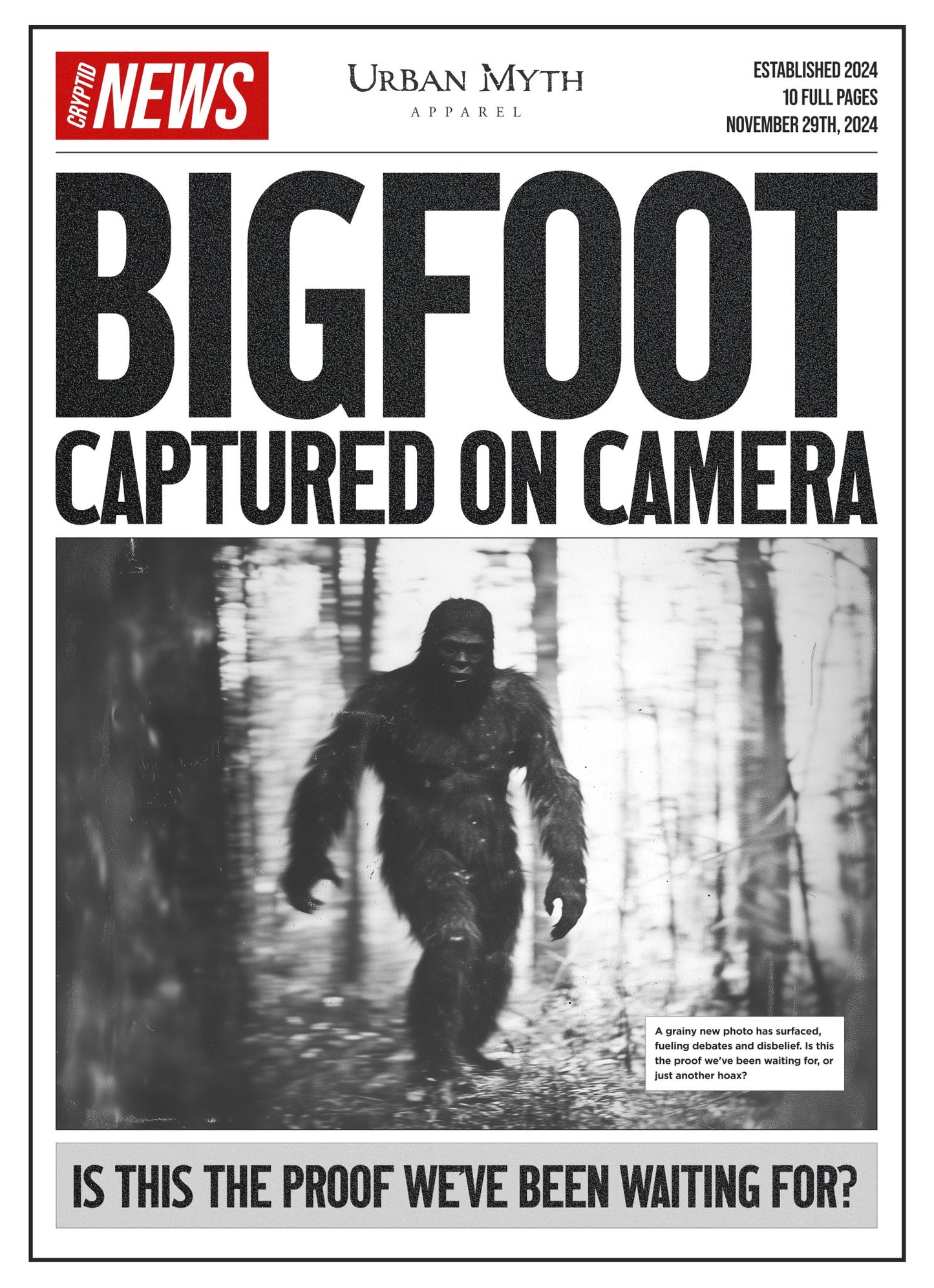 Bigfoot Captured on Camera Tee - Urban Myth Apparel